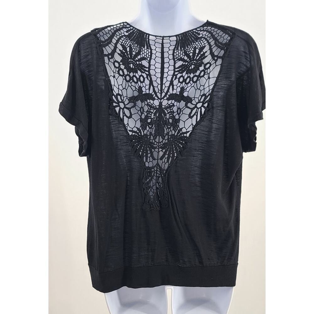 Twenty one Vintage fairy grunge burnout womens lace detail blouse black Sz Med